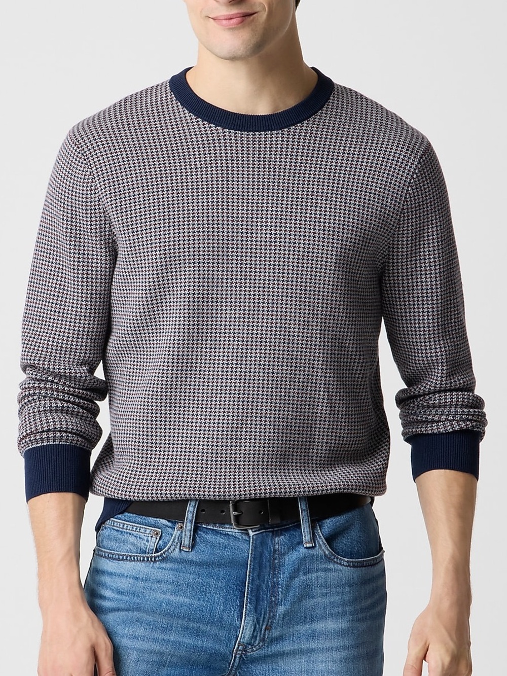 J. Crew Houndstooth lightweight crewneck 100% Cotton Sweater  XL NWT